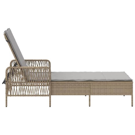 Ligbed met kussen 1-persoon Beige 157 x 55 x 92cm poly rattan