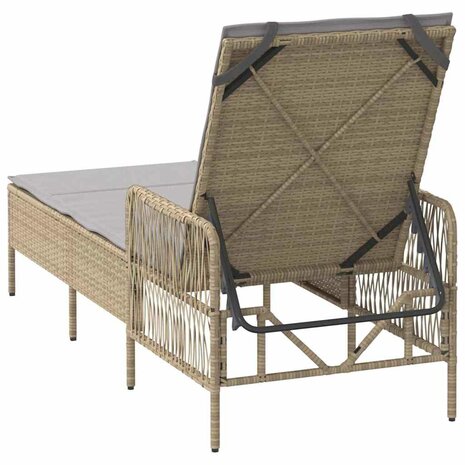Ligbed met kussen 1-persoon Beige 157 x 55 x 92cm poly rattan