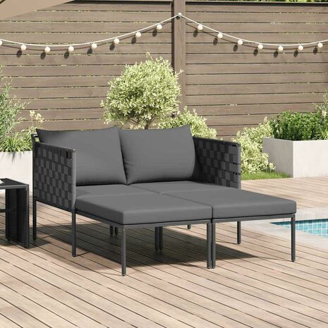 Ligstoel met kussen Antraciet 115 x 153 x 69.5cm Staal