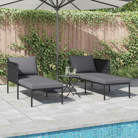 Ligstoel met kussen Antraciet 115 x 153 x 69.5cm Staal