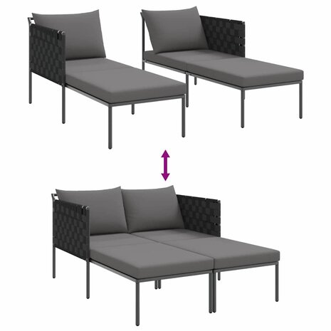 Ligstoel met kussen Antraciet 115 x 153 x 69.5cm Staal