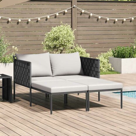 Ligstoel met kussen Antraciet 115 x 153 x 69.5cm Staal