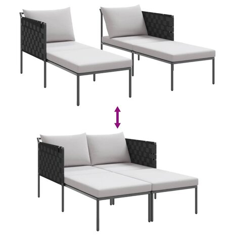 Ligstoel met kussen Antraciet 115 x 153 x 69.5cm Staal