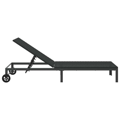 Ligstoel 1-persoon Zwart 60 x 200 x 27cm poly rattan