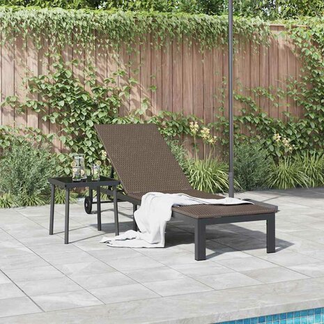 Ligstoel 1-persoon Bruin 60 x 200 x 27cm poly rattan