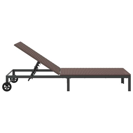 Ligstoel 1-persoon Bruin 60 x 200 x 27cm poly rattan