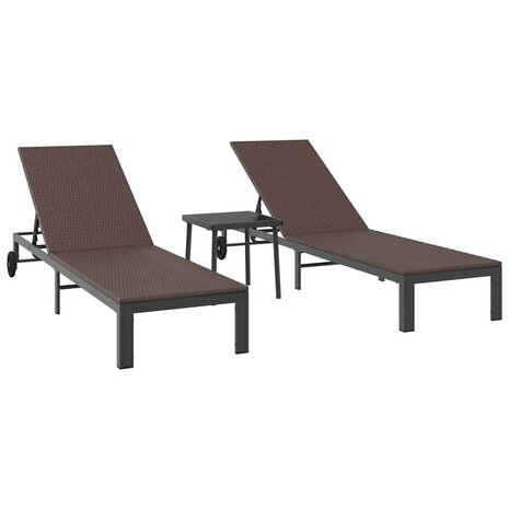 Ligstoel met kussen 2 pcs Bruin 40 x 39 x 40.5cm poly rattan