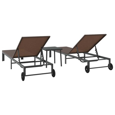 Ligstoel met kussen 2 pcs Bruin 40 x 39 x 40.5cm poly rattan