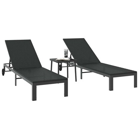 Ligstoel met kussen 2 pcs Zwart 40 x 39 x 40.5cm poly rattan