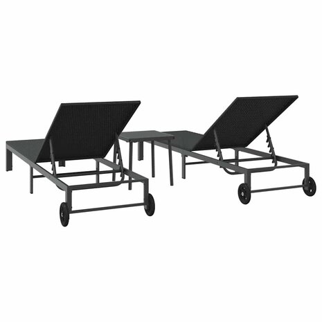 Ligstoel met kussen 2 pcs Zwart 40 x 39 x 40.5cm poly rattan