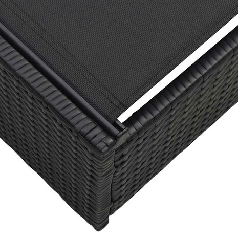Ligstoel met kussen 1-persoon Zwart 60 x 200 x 27cm poly rattan