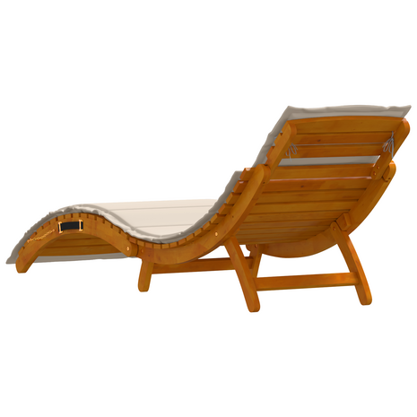Ligbed met kussen 2 pcs Wit 184 x 55 x 64cm Massief acaciahout