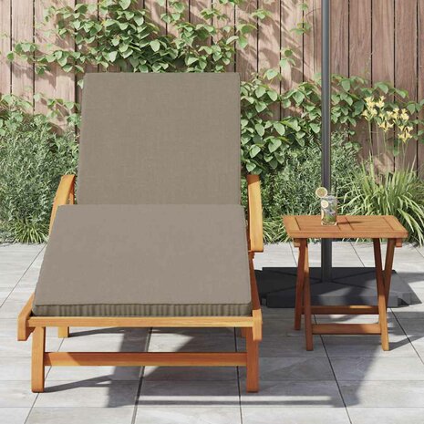 Ligstoel met kussen Taupe 200 x 67 x 84cm Massief acaciahout