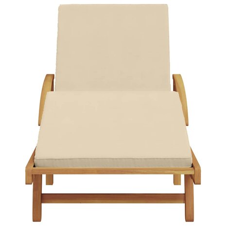 Ligstoel met kussen Beige 200 x 67 x 84cm Massief acaciahout