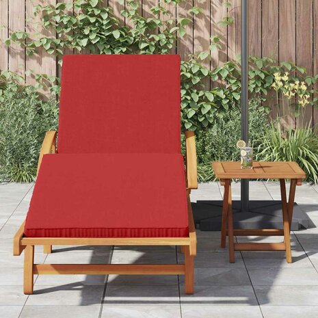 Ligstoel met kussen Rood 200 x 67 x 84cm Massief acaciahout