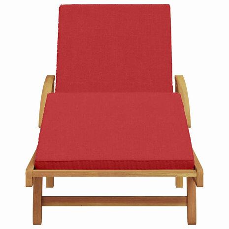 Ligstoel met kussen Rood 200 x 67 x 84cm Massief acaciahout