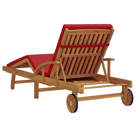 Ligstoel met kussen Rood 200 x 67 x 84cm Massief acaciahout