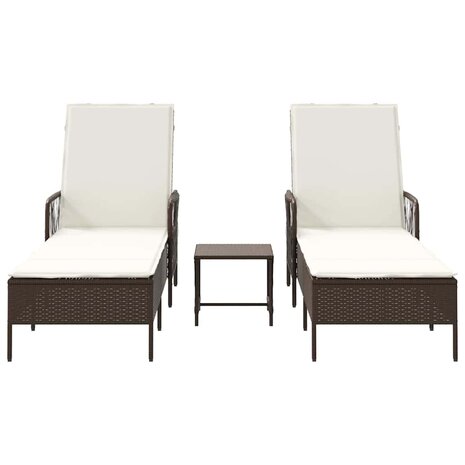 Ligbed met kussen 2 pcs Bruin 35 x 35 x 32cm poly rattan