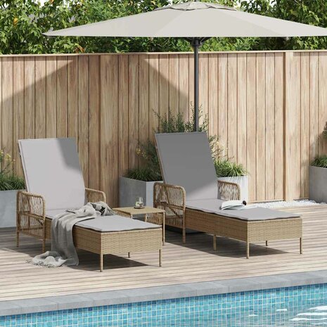 Ligbed met kussen 2 pcs Beige 35 x 35 x 32cm poly rattan