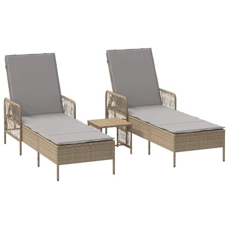 Ligbed met kussen 2 pcs Beige 35 x 35 x 32cm poly rattan