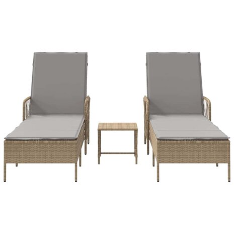 Ligbed met kussen 2 pcs Beige 35 x 35 x 32cm poly rattan