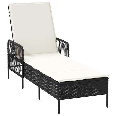 Ligbed met kussen 2 pcs Zwart 35 x 35 x 32cm poly rattan