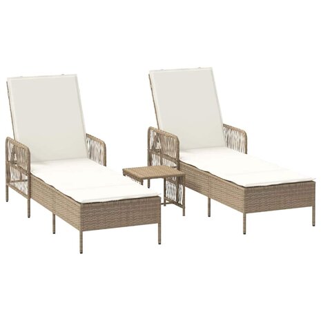 Ligbed met kussen 2 pcs Beige 35 x 35 x 32cm poly rattan