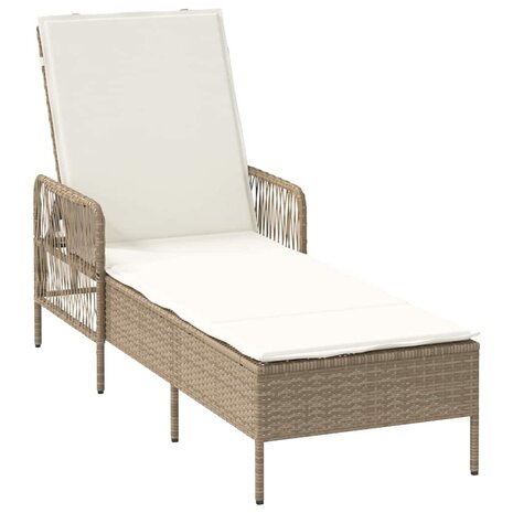 Ligbed met kussen 2 pcs Beige 35 x 35 x 32cm poly rattan