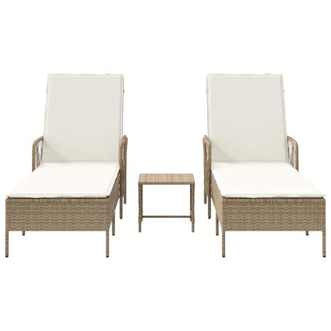 Ligbed met kussen 2 pcs Beige 35 x 35 x 32cm poly rattan