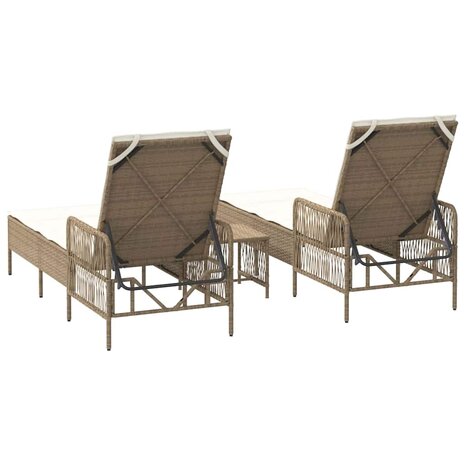 Ligbed met kussen 2 pcs Beige 35 x 35 x 32cm poly rattan