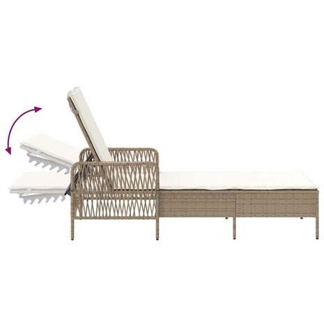Ligbed met kussen 2 pcs Beige 35 x 35 x 32cm poly rattan