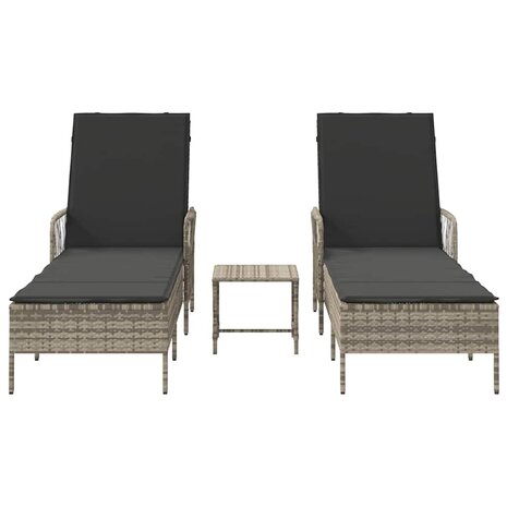 Ligbed met kussen 2 pcs Lichtgrijs 35 x 35 x 32cm poly rattan