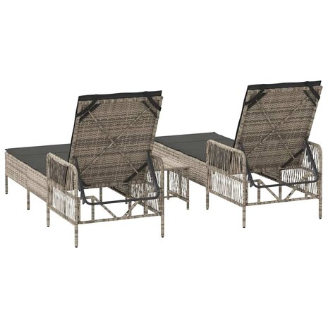 Ligbed met kussen 2 pcs Lichtgrijs 35 x 35 x 32cm poly rattan