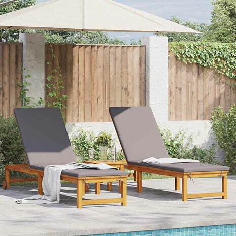 Ligstoel 2 pcs Bruin 53 x 202 x 89cm Massief acaciahout