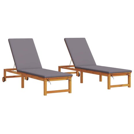 Ligstoel 2 pcs Bruin 53 x 202 x 89cm Massief acaciahout