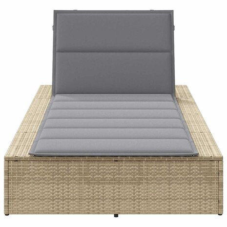 Ligbed met zwevend kussen poly rattan beige