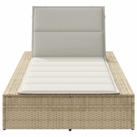 Ligbed met zwevend kussen poly rattan beige