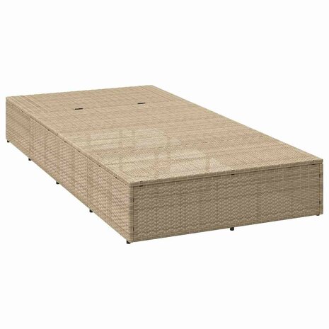 Ligbed met zwevend kussen poly rattan beige