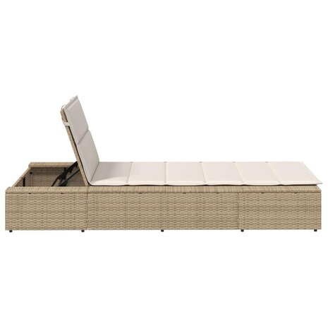 Ligbed met zwevend kussen poly rattan beige