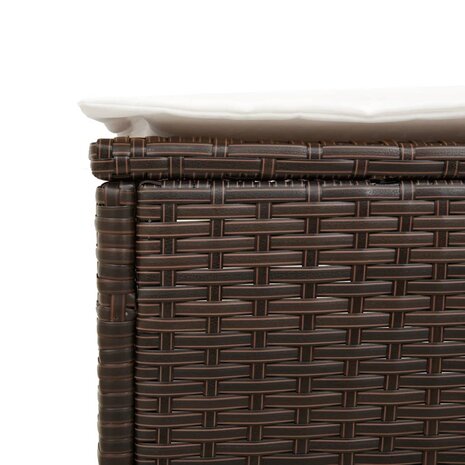 Ligstoelen 2 st met kussens poly rattan bruin