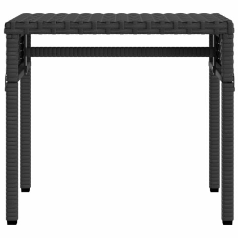 Ligbedden 2 st met luifels en tafel poly rattan zwart