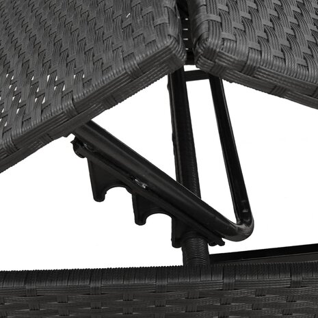 Ligbedden 2 st met tafel poly rattan zwart