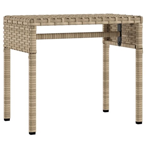 Ligbedden 2 st met luifels en tafel poly rattan beige