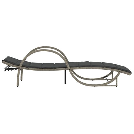 Ligbedden 2 st met kussens poly rattan lichtgrijs