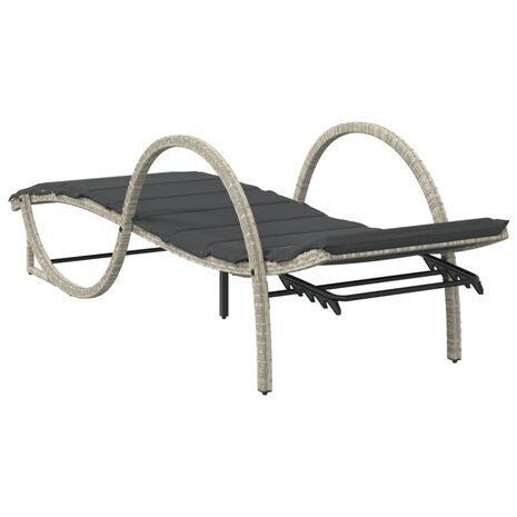 Ligbedden 2 st met kussens poly rattan lichtgrijs