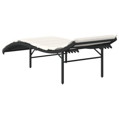 Ligbedden 2 st met kussens poly rattan zwart