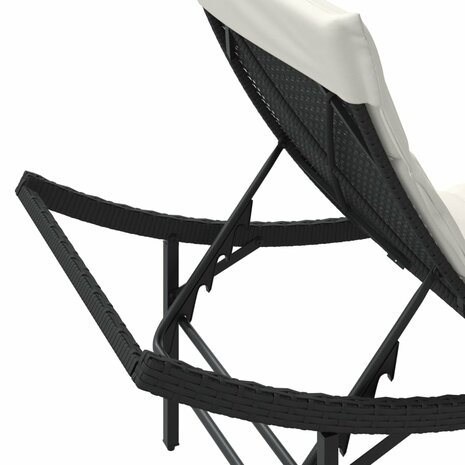 Ligbedden 2 st met kussens poly rattan zwart