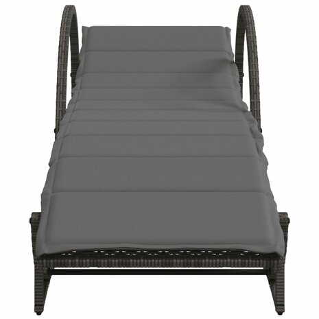 Ligbedden 2 st met kussens poly rattan grijs