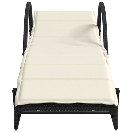 Ligbedden 2 st met kussens poly rattan zwart