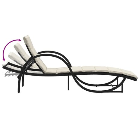 Ligbedden 2 st met kussens poly rattan zwart